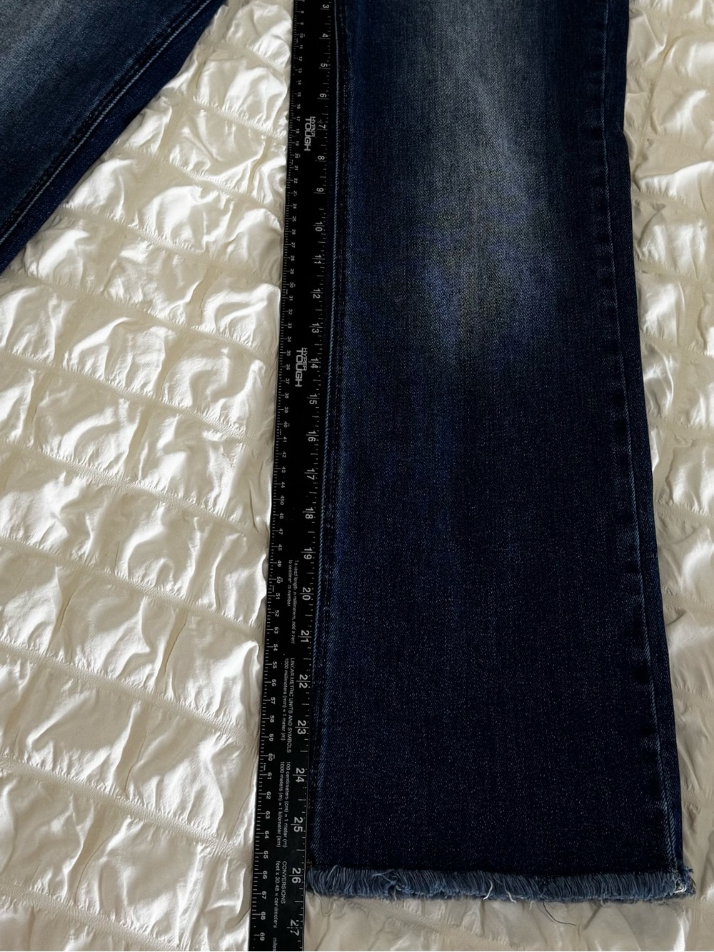 Risen RDP5572 High Rise Wide Straight Crop Raw Hem Jeans Women’s 7/28 Dark Wash - Picture 9 of 9